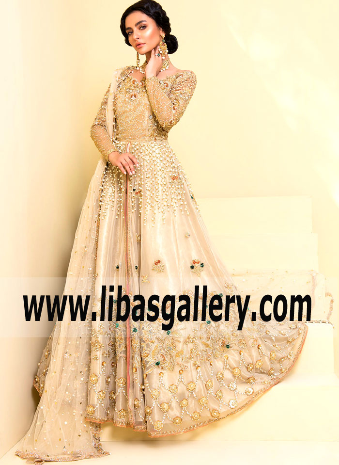 Supremely Stylish Champagne Tansy Wedding Gown