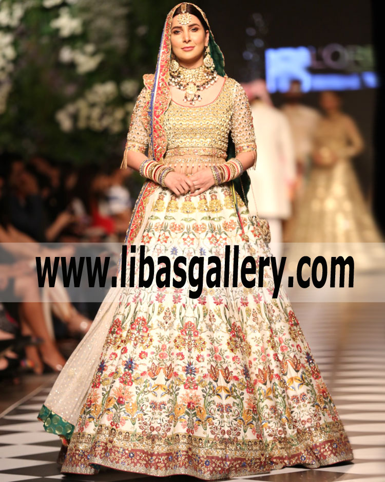 Spectacular Splashed White Bridal Lehenga
