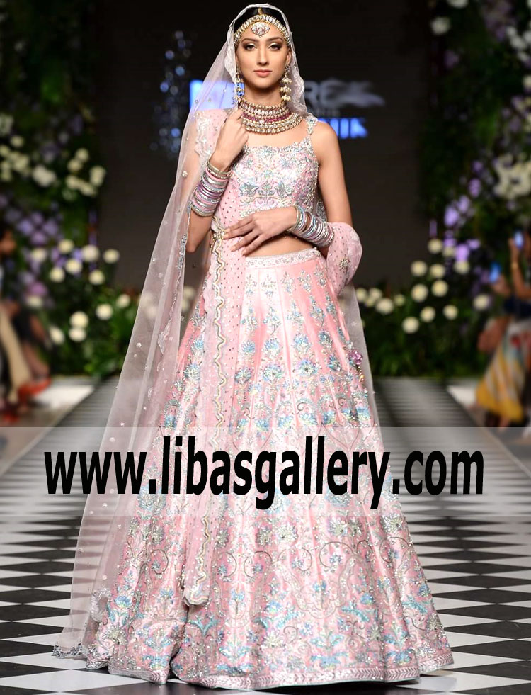 Sensational candy pink Bebrycia Bridal Lehenga