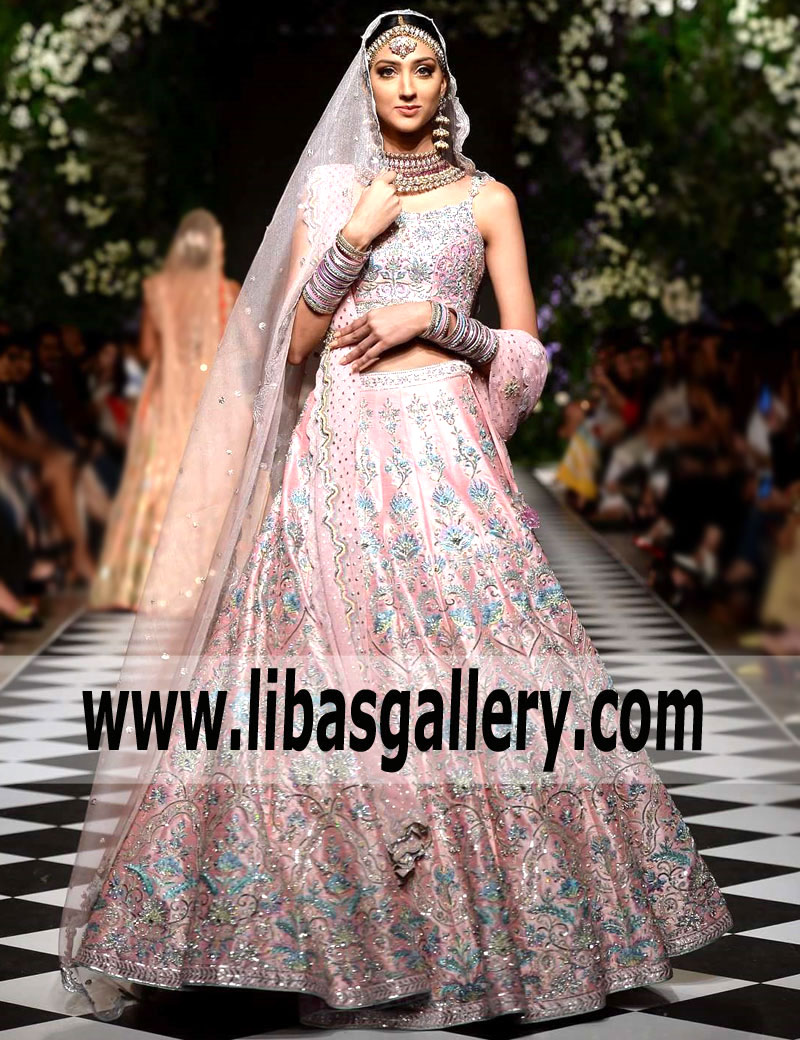 Sensational candy pink Bebrycia Bridal Lehenga