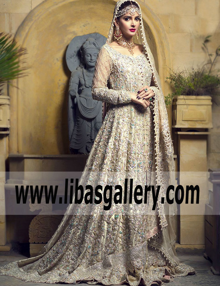 Luxurious Pakistani Designer GOLD LAME Wedding Gown