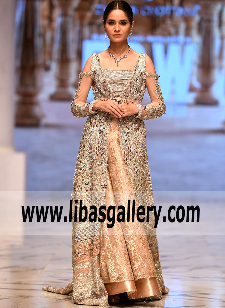 New Fashion Peach Bridal Gown for Wedding Occasion
