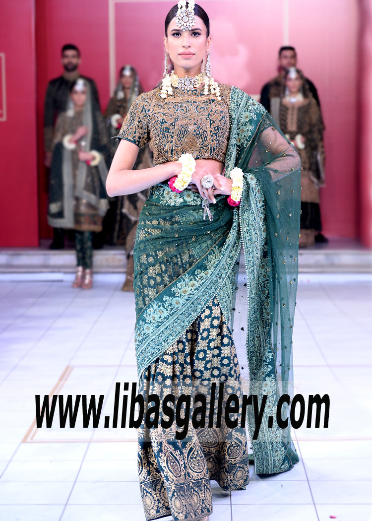 Wedding dress Teal Freesia Lehenga Saree