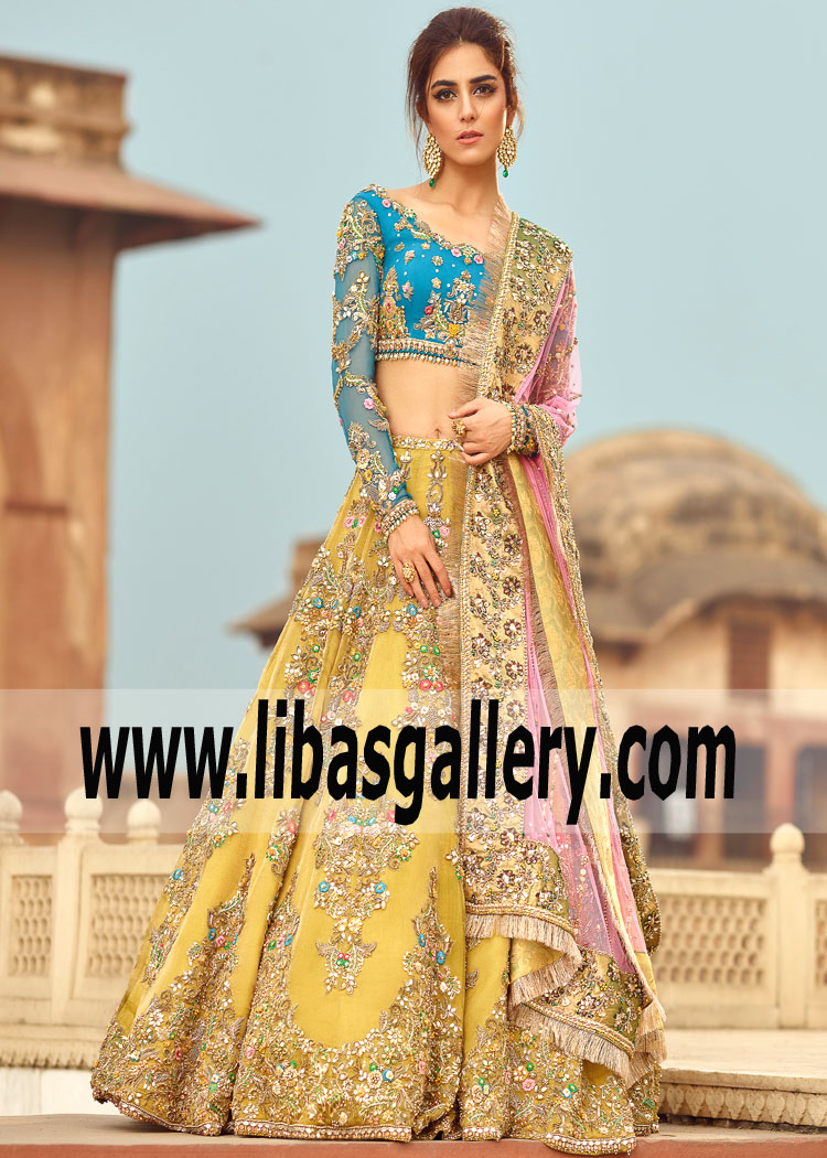 Superb Yellow Dahlia Bridal Lehenga