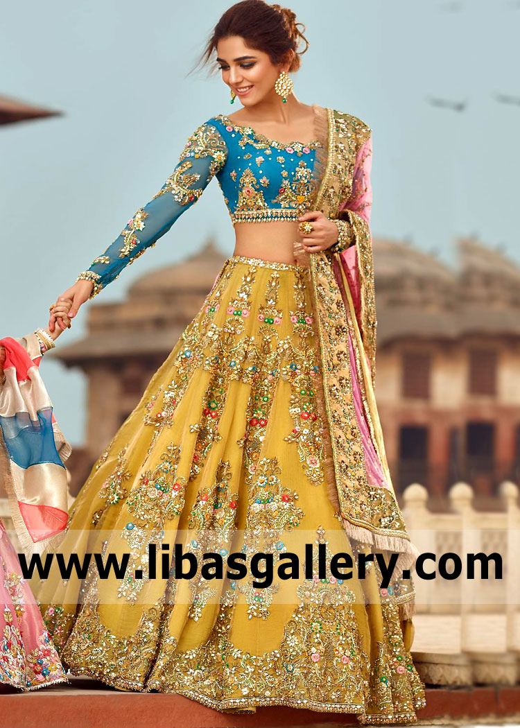 Superb Yellow Dahlia Bridal Lehenga