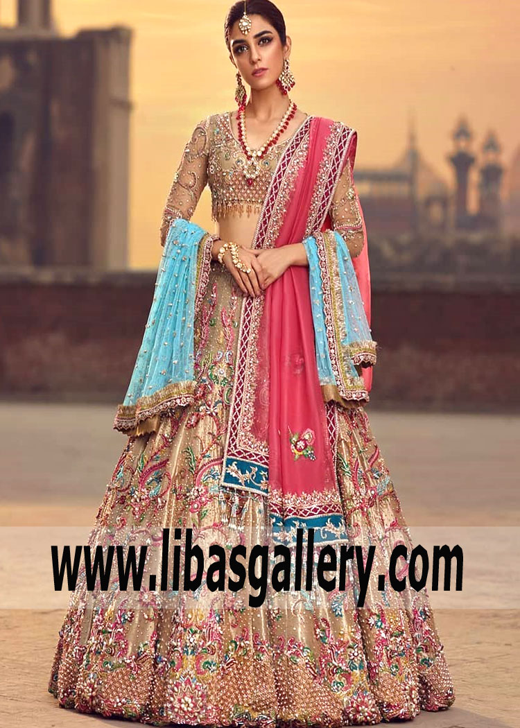 Majestic Rose Gold Lilium Bridal Lehenga