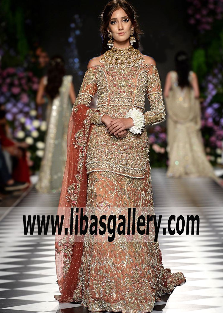 Spectacular Pale Copper Lilium Lehenga