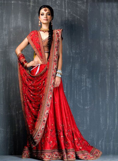 Deep Red bridal dress