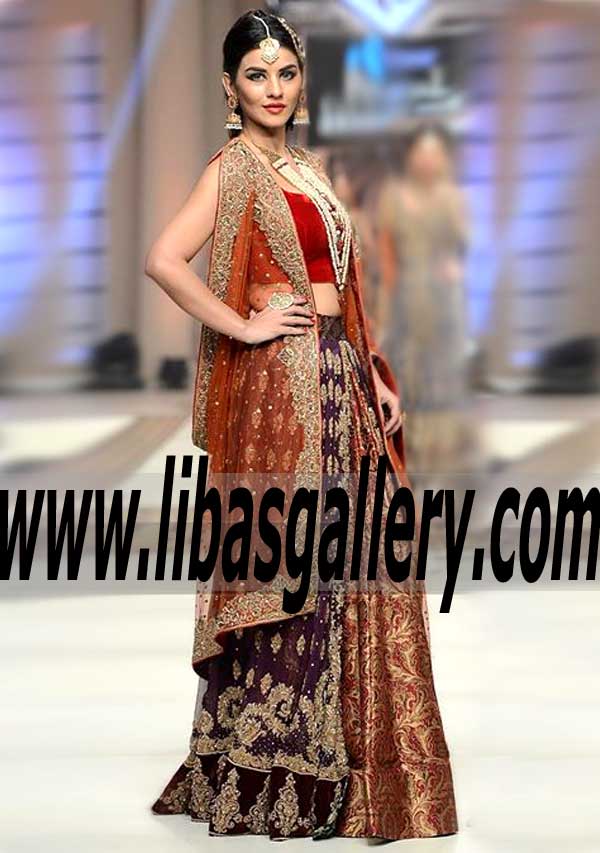 This Luxurious Bridal Dress is crafted Rich and Exquisite Embellished Work that Looks Regal and Traditional