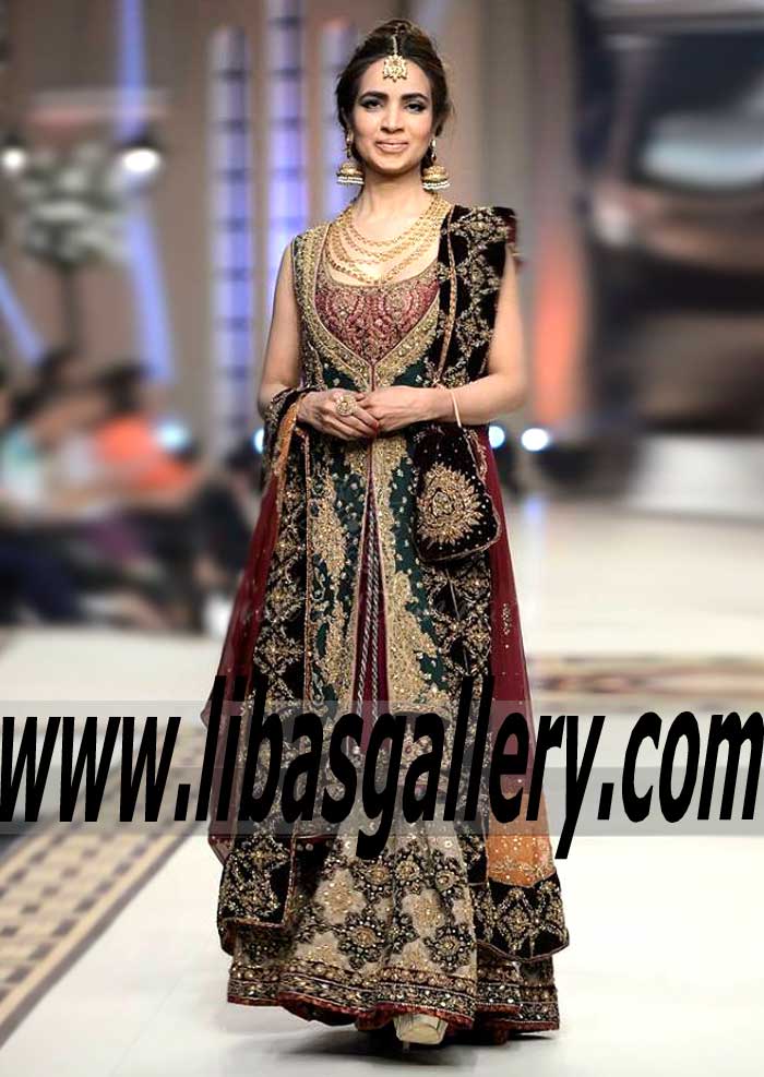 Aisha Imran Miraculous Bridal Sharara Dress Sunnyvale California CA USA for Wedding and Special Occasions at Telenor Bridal Couture week 2015