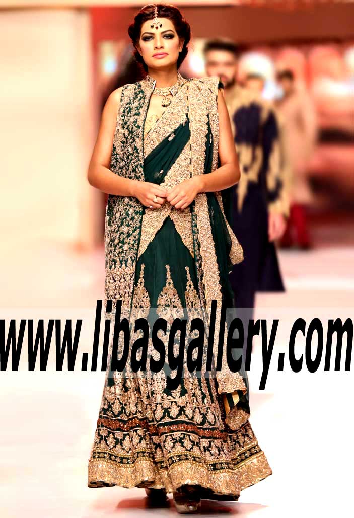 Bridal Wear 2015 Designer Bridal Gown with magnificent and lovely Heavy Embellished Lehenga for Wedding