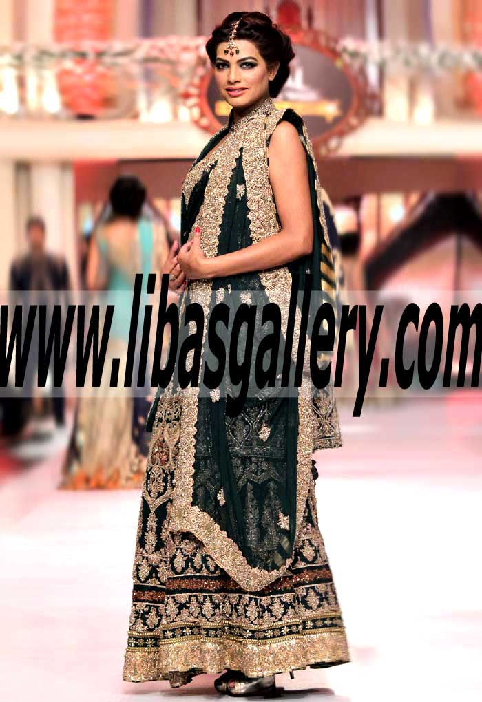 Bridal Wear 2015 Designer Bridal Gown with magnificent and lovely Heavy Embellished Lehenga for Wedding