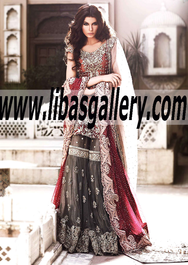 Bridal Wear 2015 EMBROIDERED WEDDING GHARARA DRESS 