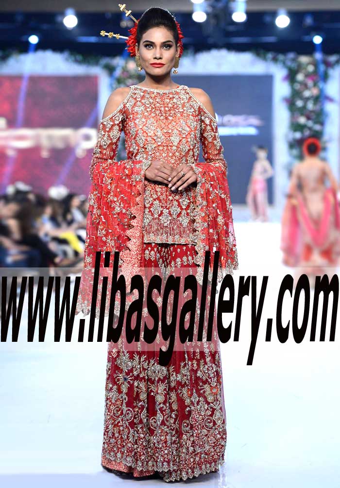Alluring Pakistani Designer Wedding Gharara Dress for Nearly Newlywed