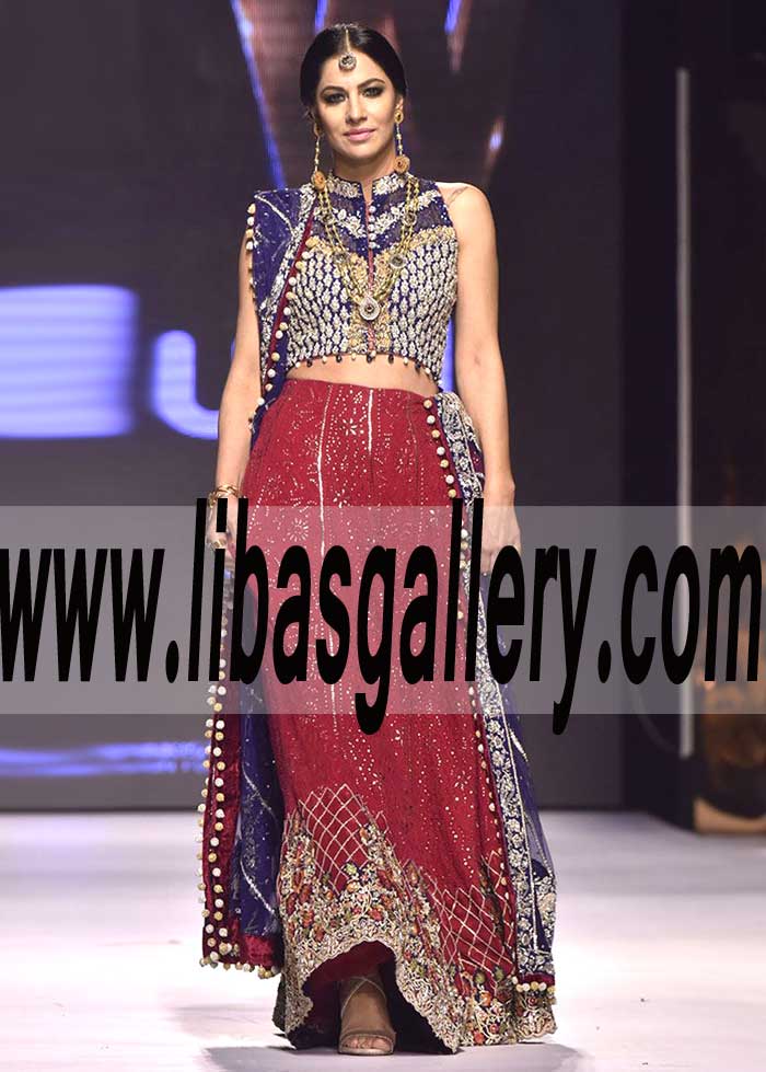 Glamorous NAVY BLUE HEAVY EMBELLISHED BRIDAL CHOLI Lehenga for Wedding and Special Occasions