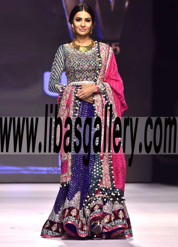 Awesome Designer HEAVY EMBELLISHED FULL SLEEVES Bridal Lehenga Dress for Beautiful Brides