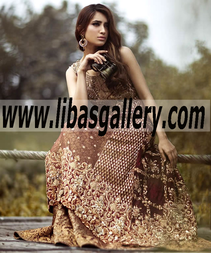 Bridal Wear 2015 Glamorous Anarkali Bridal Outfit With Lehenga