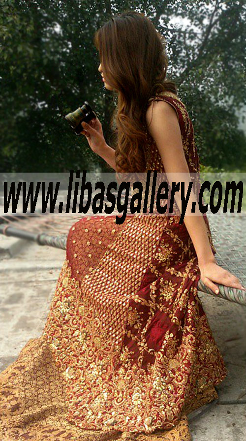 Bridal Wear 2015 Glamorous Anarkali Bridal Outfit With Lehenga