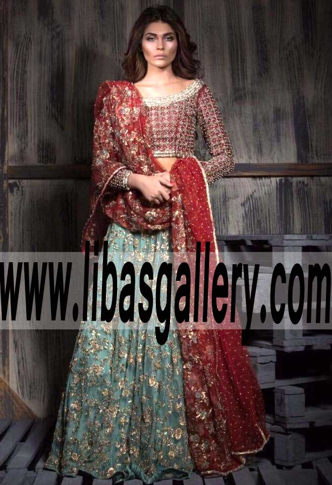Astonishing Wedding Lehenga Dress with Lovely Heavy Embellishments for Wedding