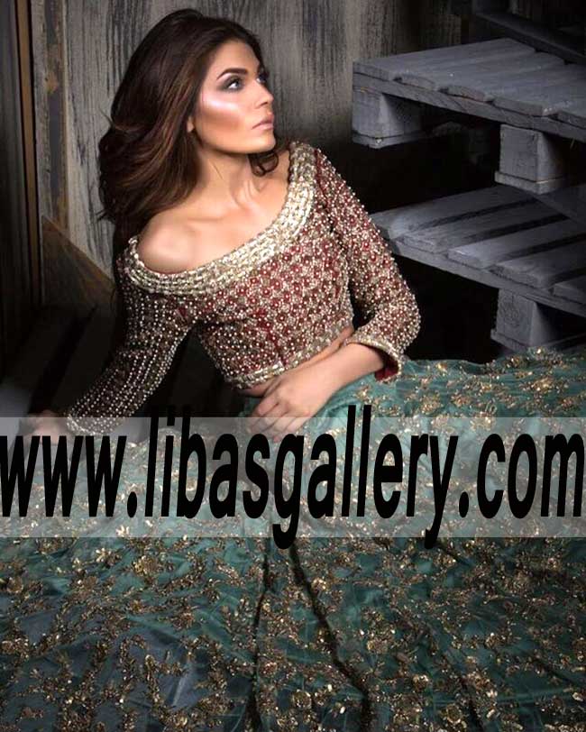 Astonishing Wedding Lehenga Dress with Lovely Heavy Embellishments for Wedding