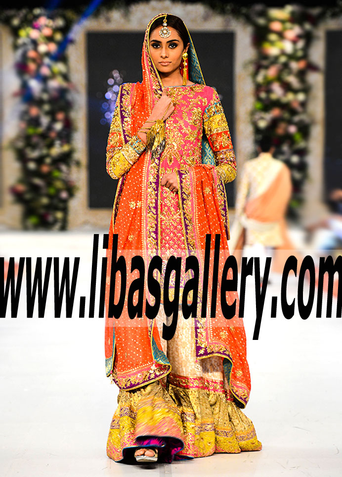 Nomi Ansari Latest Gharara Bridal Dresses, Pakistani Designer PFDC Bridal Dresses, Nomi Ansari Bridal Wear Novi Michigan US