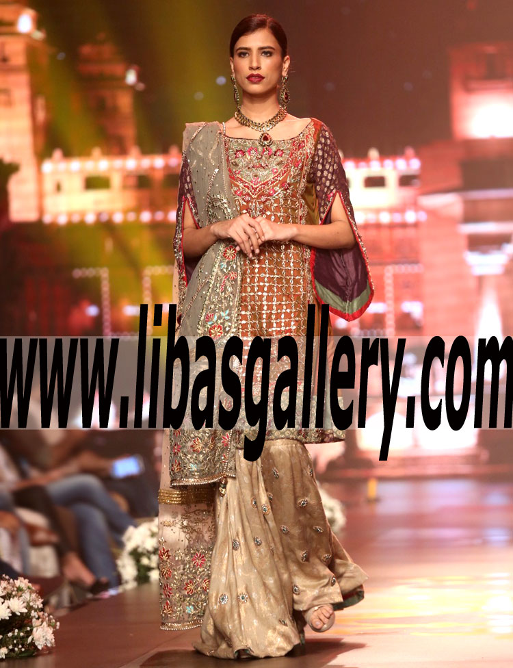 Let the Love and Be Loved Self Design Jamawar Glamorous Gharara for Wedding and Special Occasions Dress fill your heart with joy