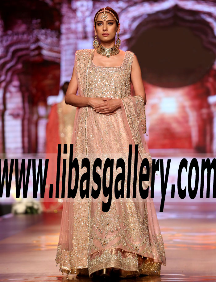 Majestic Pakistani Wedding Gown with Magnificent and Glorious Embellishments for Valima and Special Occasions