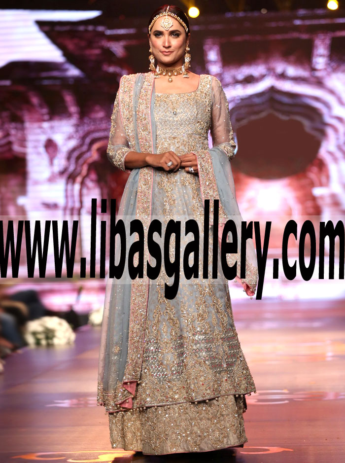Beautiful Pakistani Wedding Lehenga Dress with Lovely and Dazzling Embellishments for Walima and Reception