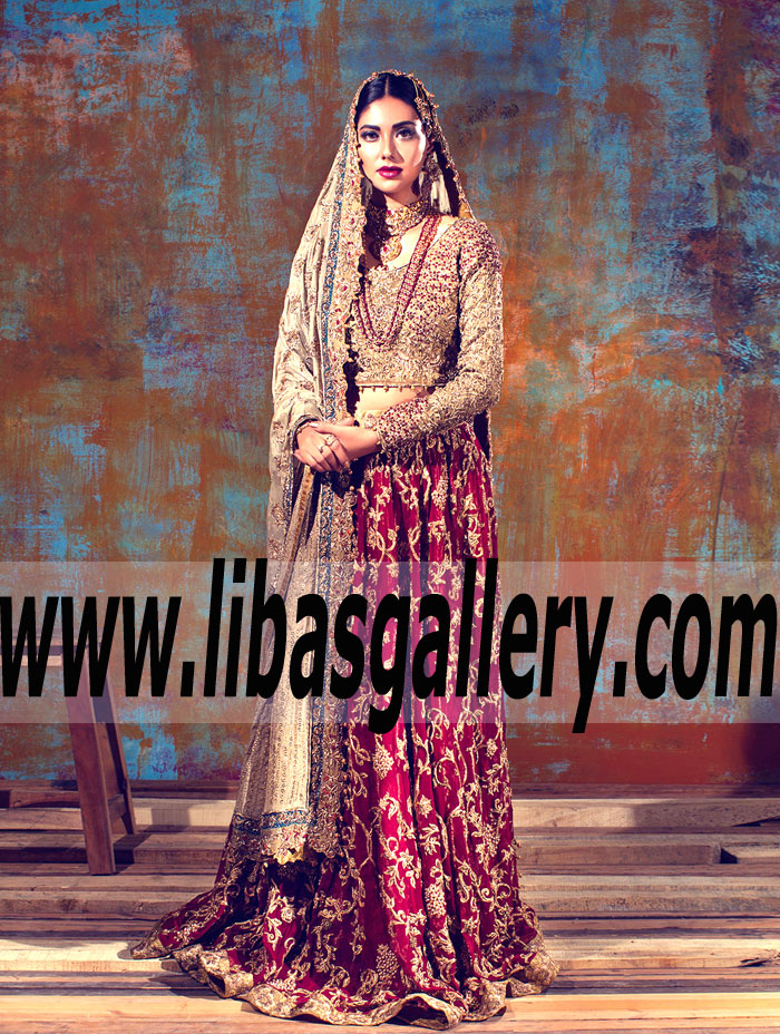 Shaan E Mughlia Glamorous Bridal Lehenga Dress for High Fashion Bride
