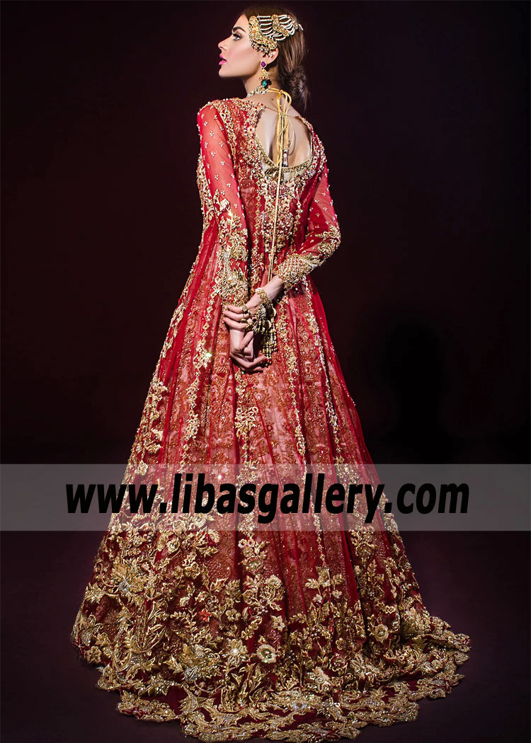 Glamorous GOLD MINE Anarkali Bridal Outfit for Wedding and Special Occasions