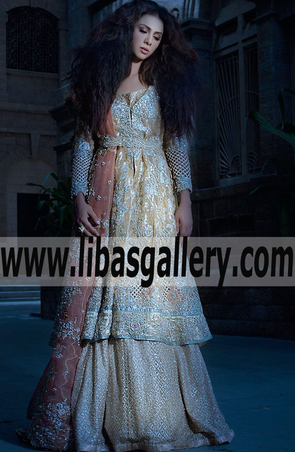 Designer Tena Durrani Bridal Dress with Bridal Sharara and Heavy Dupatta Designer Bridal Dresses Chicago Illinois Pakistani Bridal Sharara IL USA Bridal Dresses