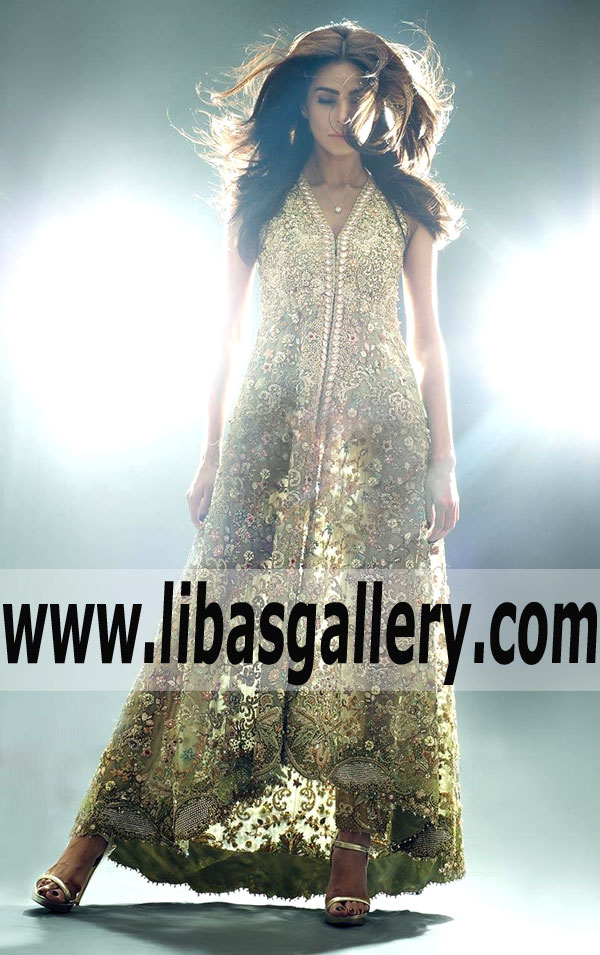 Whimsical DESERT SAGE Wedding Gown for Valima or Reception