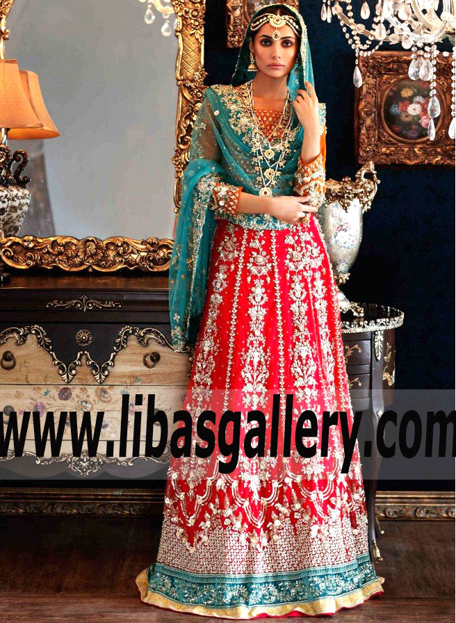 Pakistani Designer MARIA.B Bridal Dresses 2017 | Bridal Collection | Heavy Embellished Lehenga Choli | Green Street UK Online Shopping | Discount 20-30% | libasgallery.com