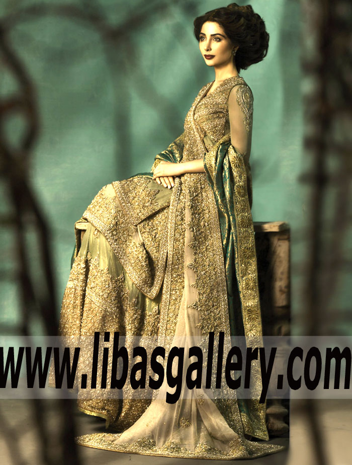 Whimsical Wedding Dress with Exquisite Embellishments for Walima or Reception