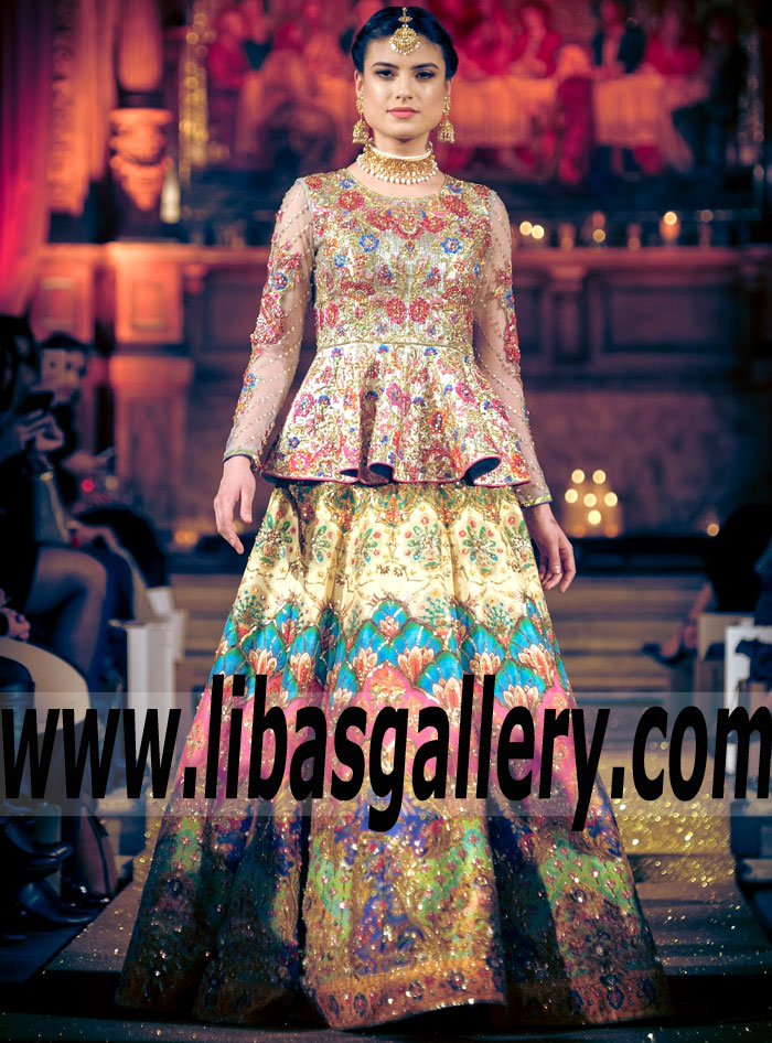 Nomi Ansari Wedding Lenghas Bridal Lenghas Fashion Parade London 2017 Southall UK