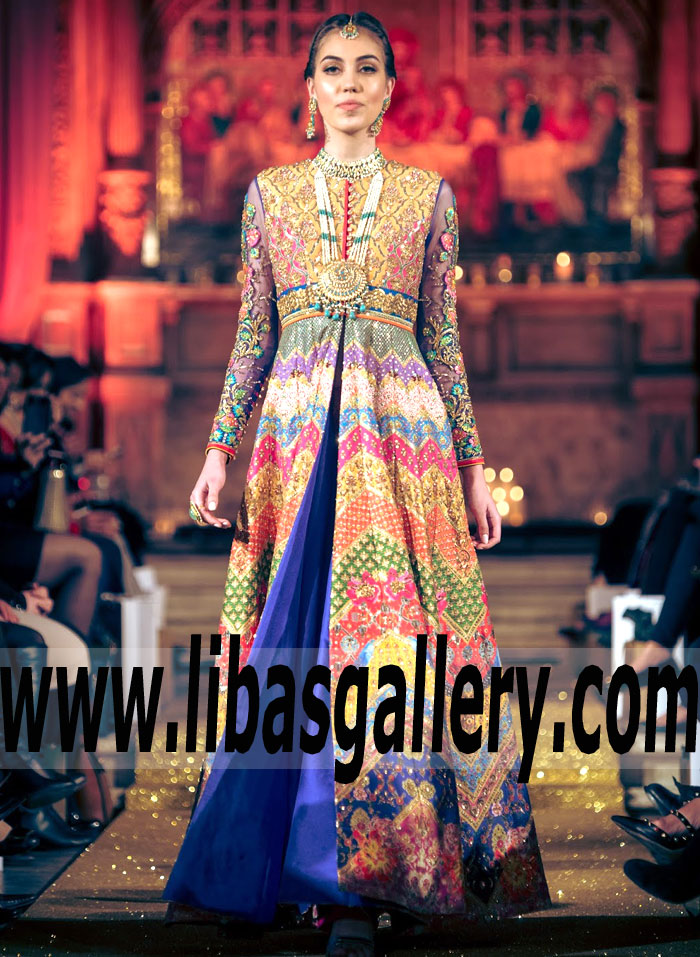 Fantastic Asian Bridal Gown Dress with Glorious Embellishments for Wedding Reception