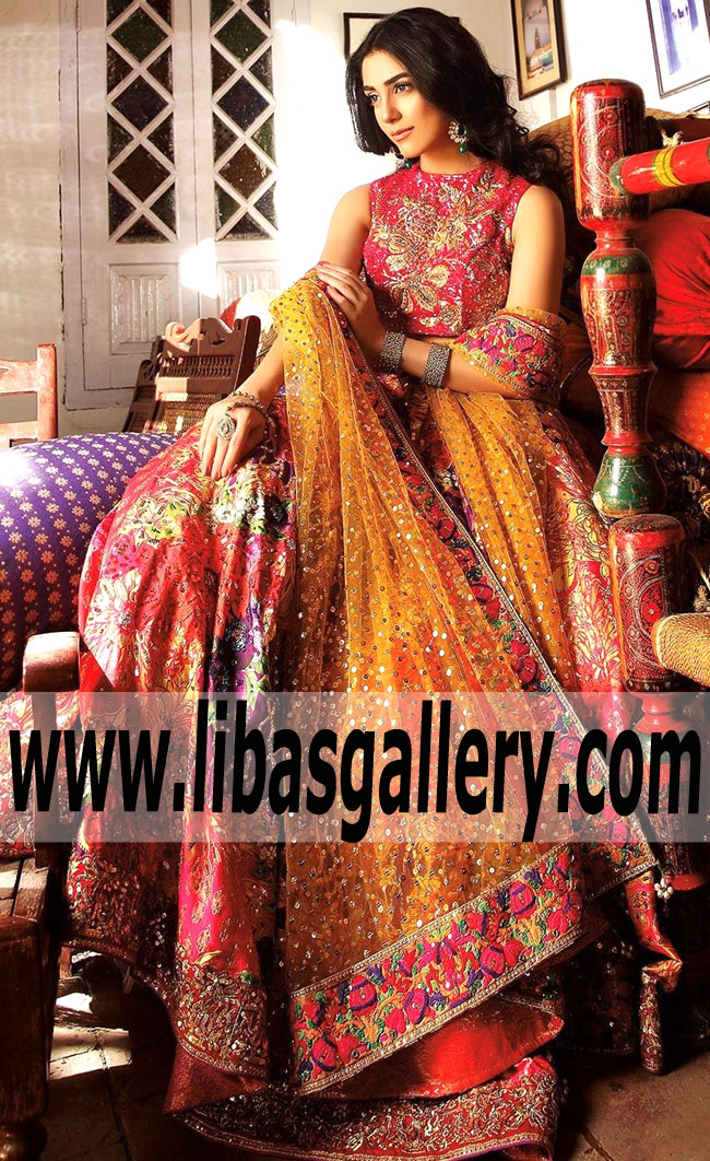 Vivacious American Rose Carnation Digital Lehenga