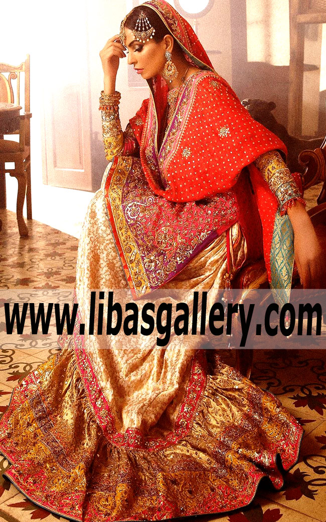 Gorgeous Red Dahlia Banarsi Farshi Gharara Outfit