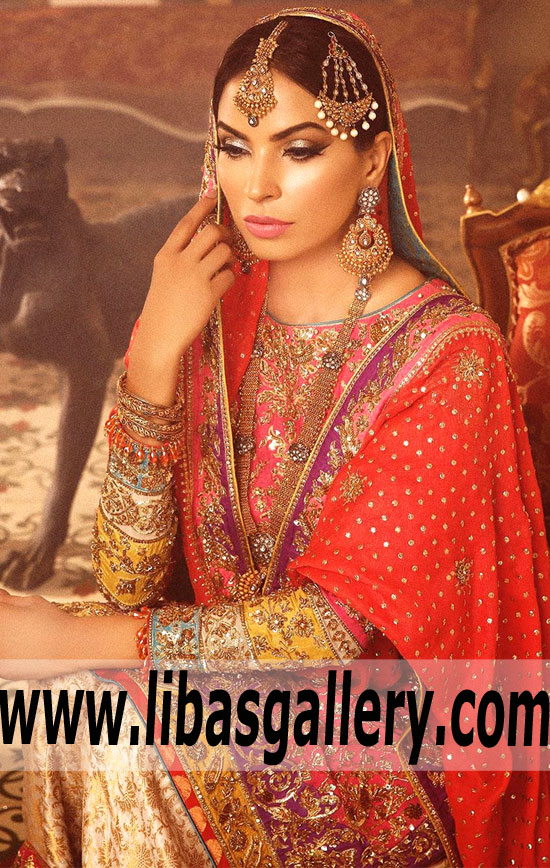 Gorgeous Red Dahlia Banarsi Farshi Gharara Outfit