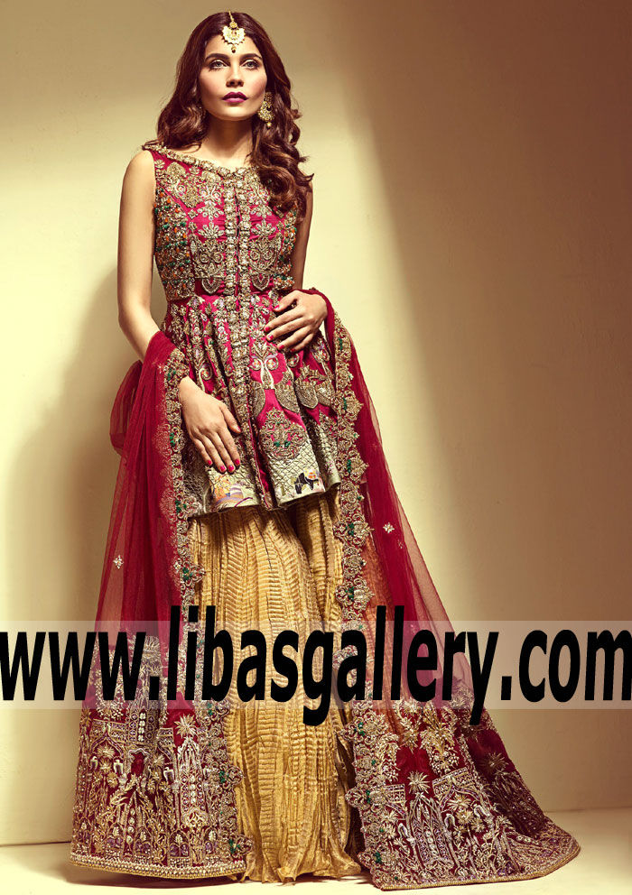 Gorgeous and Rich Burgundy Gold Dahlia Peplum