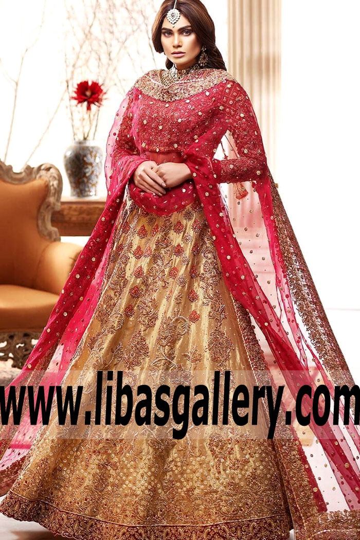 Marvelous Fawn Gladiolus Bridal Lehenga