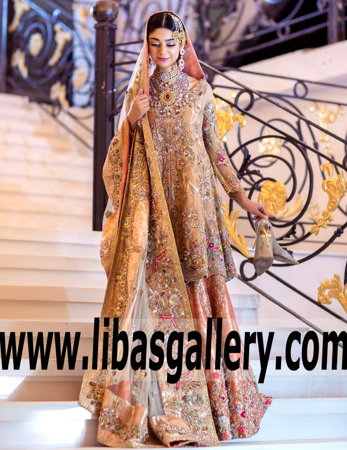 The Magical Peach Eustoma Anarkali Bridal