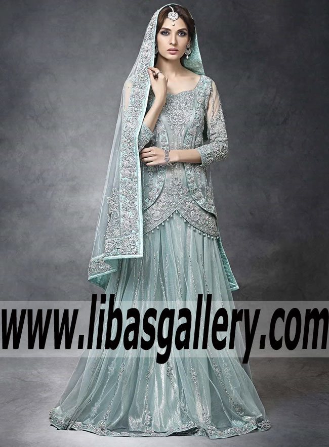 Splendid Pale Aqua Dahlia Bridal Dress