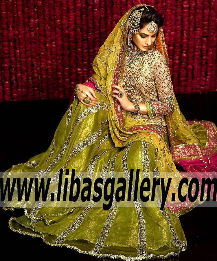 Voguish Hansa Yellow Aquilegia Embellished Gharara