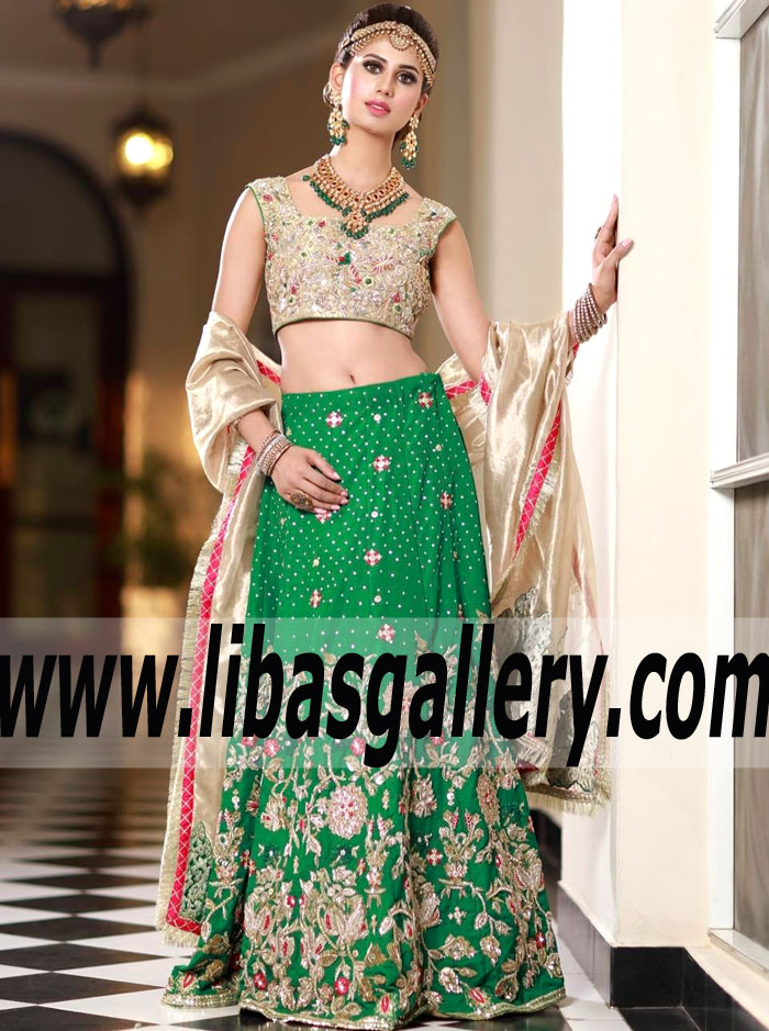 Precious Green Amorpha Wedding Lehenga