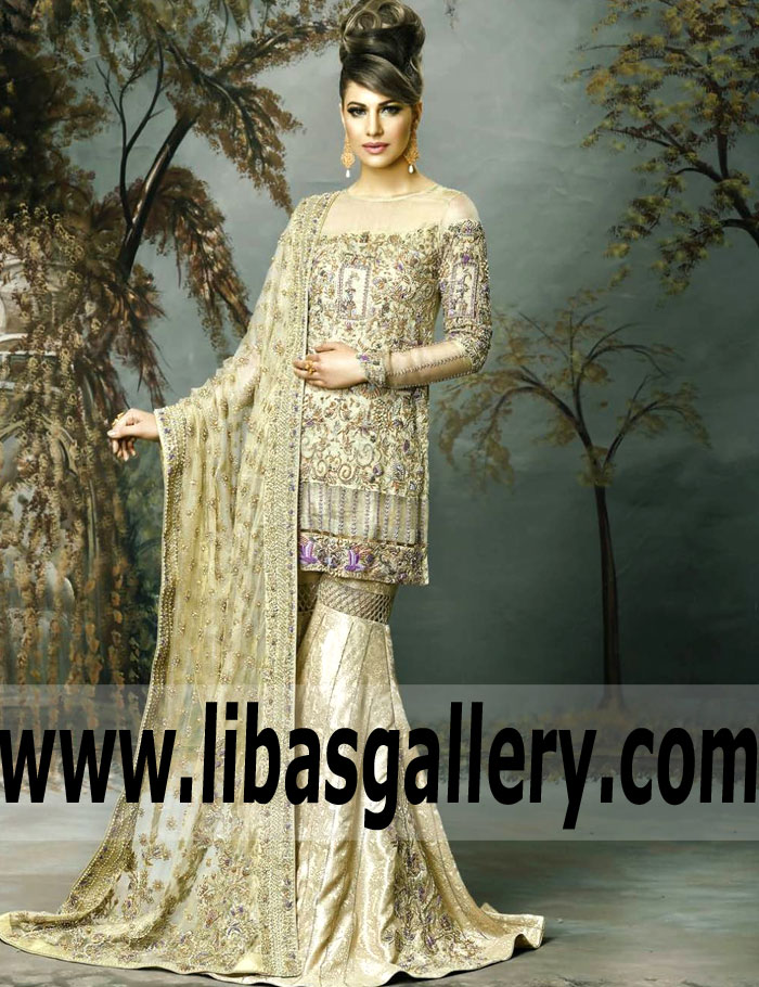 Pakistani Bridal Dresses Luxury Designer Wedding Sharara Ali Tirmazi Designer Bridal Wear online shopping in UK USA Canada Australia