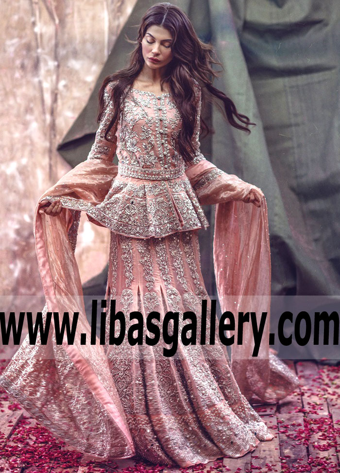 Designer Peplum Lehenga Suit for Wedding and Special Events Zarmisha Dar Lehenga Suits Collection Texas USA Peplum Lehenga Suits for Engagement