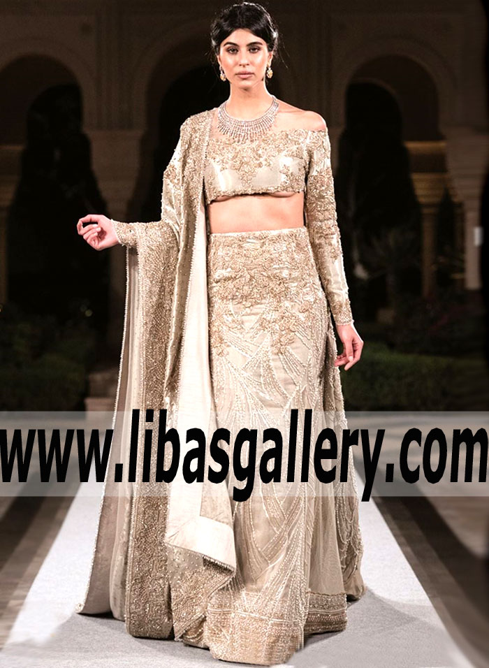Spectacular Ivory Hippeastrum Wedding Lehenga