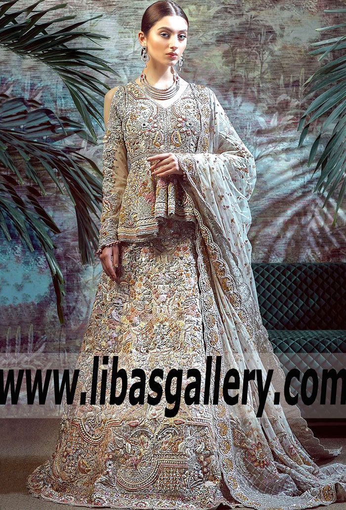 Fabulous Bridal Collection Tena Durrani Off-White Ranunculus Bridal Peplum Northridge California CA USA