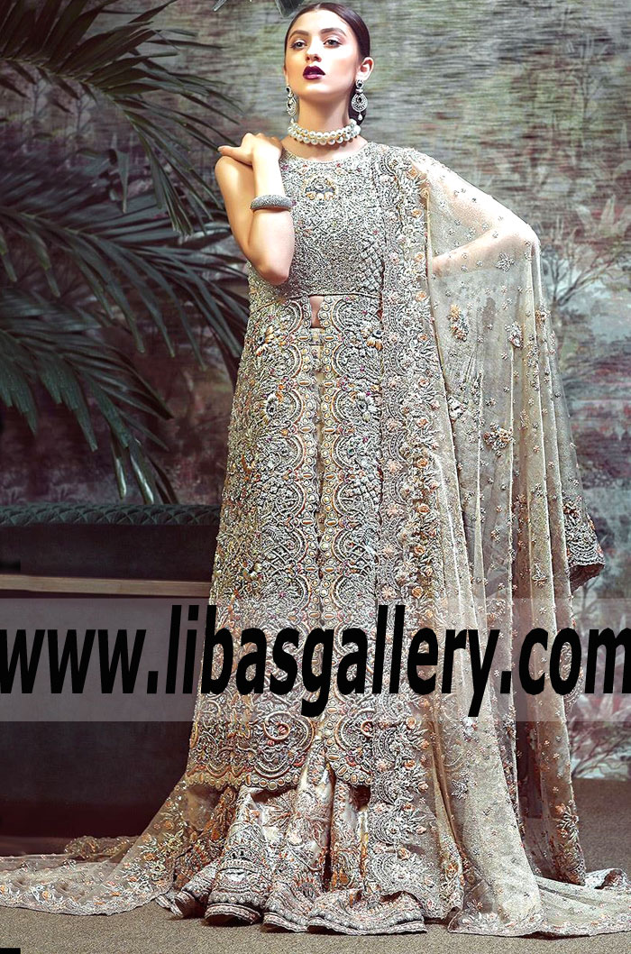 Heavenly Pale Gold Lilium Lehenga
